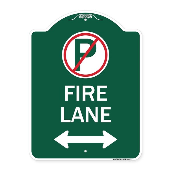 Signmission Fire Lane No Parking & Arrow Pointing Left & Right Heavy-Gauge Alum Sign, 18" x 24", GW-1824-24021 A-DES-GW-1824-24021 - main